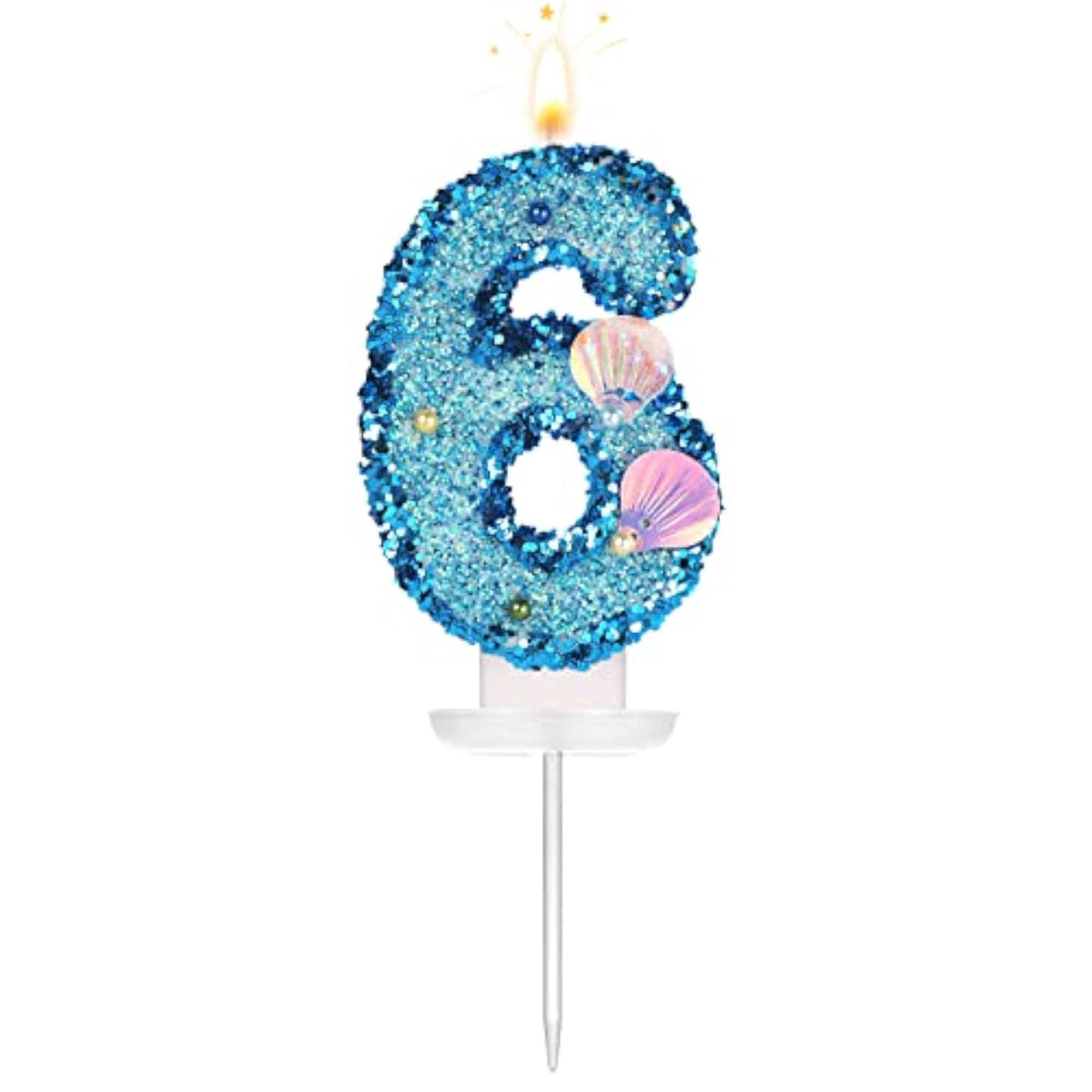 3 Inch Shell Glitter Birthday Number Candle